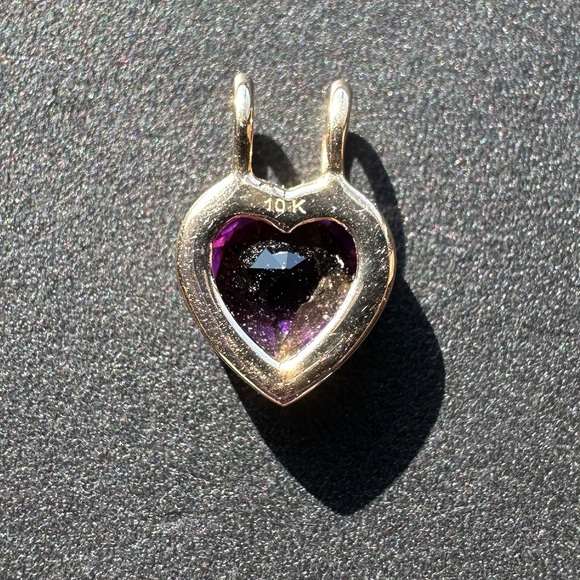 Jane Win LOVE Rainbow Birthstone Pendant in Solid Gold & Amethyst - Picture 2 of 6